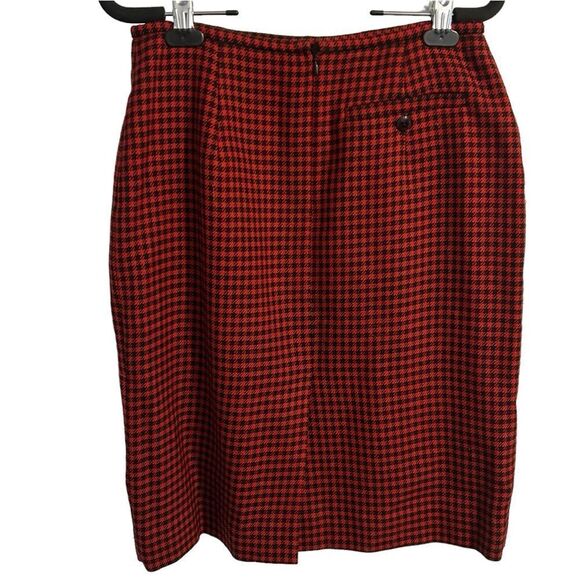 Jones New York Vintage Red and Black Houndstooth Wool Midi Skirt Size 10 - Picture 2 of 7